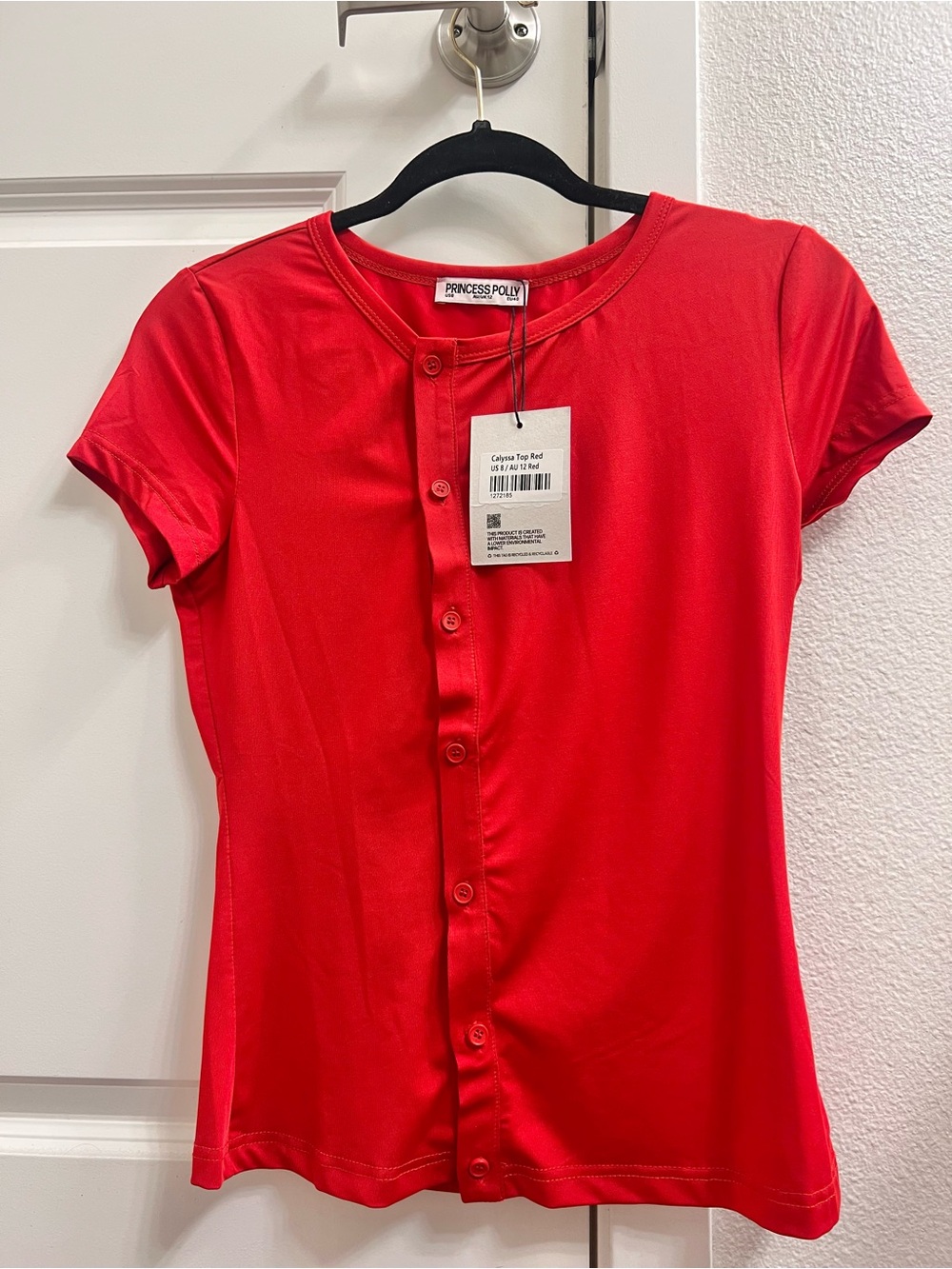 Princess Polly Red Button-Front Girls' Tee